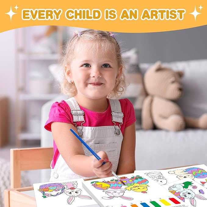 Paint with Water Coloring Books for Toddlers, Easter Theme Mess Free Watercolor Painting Papers for Kids Water Color Paint Kit Art Craft Birthday Gift for Ages 1-3, 4-8