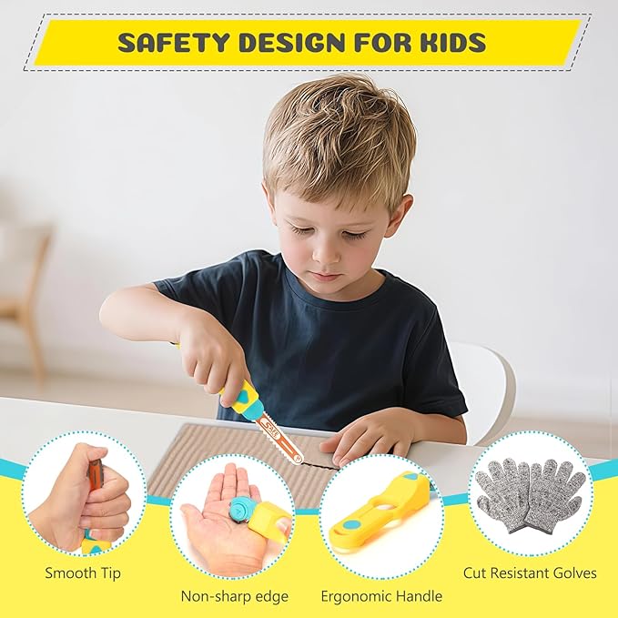 Cardboard Cutter Tools for Kids, Cardboard Construction Kit for Age 5 6 7 8+, Creative STEM Educational Toys for Family, Team Activities, Classroom Learning, Birthday for Boy Girl