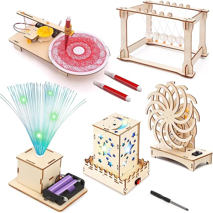 STEM Toys Wooden Building Kit for Kids Ages 8-12, Physics Wood Craft Set, DIY Science Building Projects for 6-8 with Hands-on Learning Activities - Educational Science Craft Model Kit