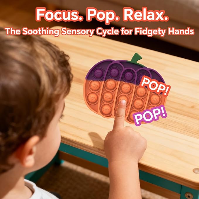 Halloween Sensory Toys for Kids - 4 Pack Pumpkin Fidget Toys for Boo Basket Stuffers, Bat Design Stress Relief Fidgets for Kids, Basket Fillers