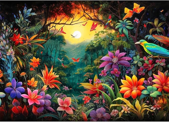 HUADADA Jigsaw Puzzles for Adults 1000 Piece Jigsaw Puzzles for Adults Challenging Game Puzzles with Letters on Back （Flowers and Birds）