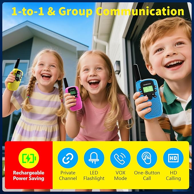 Walkie Talkies for Kids, Walkie Talkie Toys for Girls Boys, Xmas Gifts for Grandkids, Built-in Flashlight, Gifts for 3 4 5 6 7 8 9 10 Year Old Girl Boys, Kids Stocking Stuffers