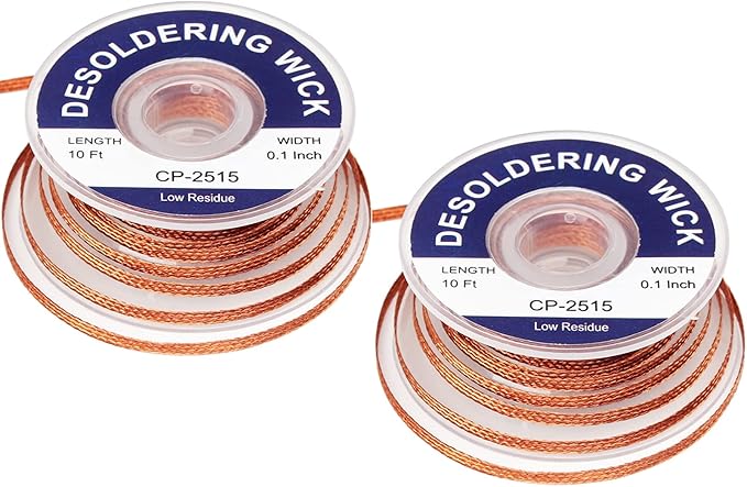 Solder Wicks，No-Clean Solder Wick，10ft Length 2 Pieces Desoldering Braided Wicks. Solder Removal Tool，Desoldering Wick Used to Remove the Solder and Disassemble Electrical Components