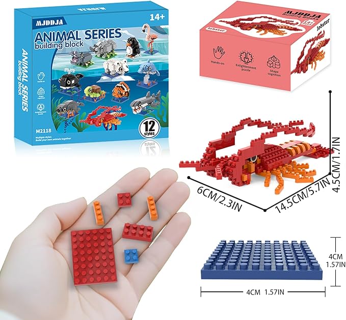 Party Favors for Kids 8-12, 1635PCS-12 Kinds of Animals Building Block Toy, Easter Gifts Goodie Bags Stocking Stuffer Classroom Prizes Building Set, Birthday Gift for Boys Girls Ages 8 9 10 11+