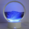 Moving Sand Art Liquid Motion, 3D Deep Sea Sandscape Color Quicksand Decor, Round Glass Moving Sand Art Picture Relaxing Desktop Home Office Work Decor (Black, 6 inch)