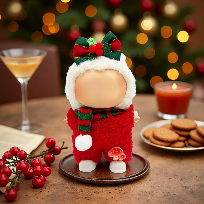 Doll Outfit Clothes Set for 17cm Dolls, Cute Dolls Accessories, Premium Fashion Hat Overalls Sweater Bag Dress Jumpsuit, Christmas Set, NO Doll.(Christmas D11)