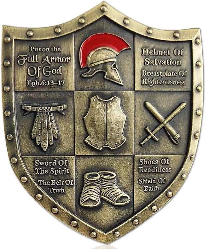Put On The Whole Armor of God Challenge Coin Eph 6:13-17 3D Religious Collectible Coin (Pack of 3)