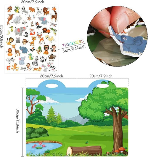 3D Jungle Animals Puffy Sticker Play Set Gifts Sticker Book Zoo Animals Window Clings Decals Home Airplane Classroom Nursery Safari Party Supplies Decorations Removable 100 Reusable Puffy Stickers