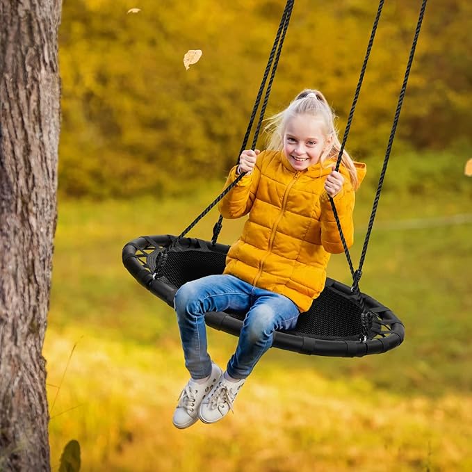 Sorbus Saucer Tree Swing -Kids Outdoor Disc Round Swing - 40" Heavy Duty 220lbs Seat- Easy Install Flying Saucer Web CircleSwing- Perfect for Gift,Playground, Birthday, Xmas, Indoor Outdoor TireSwing