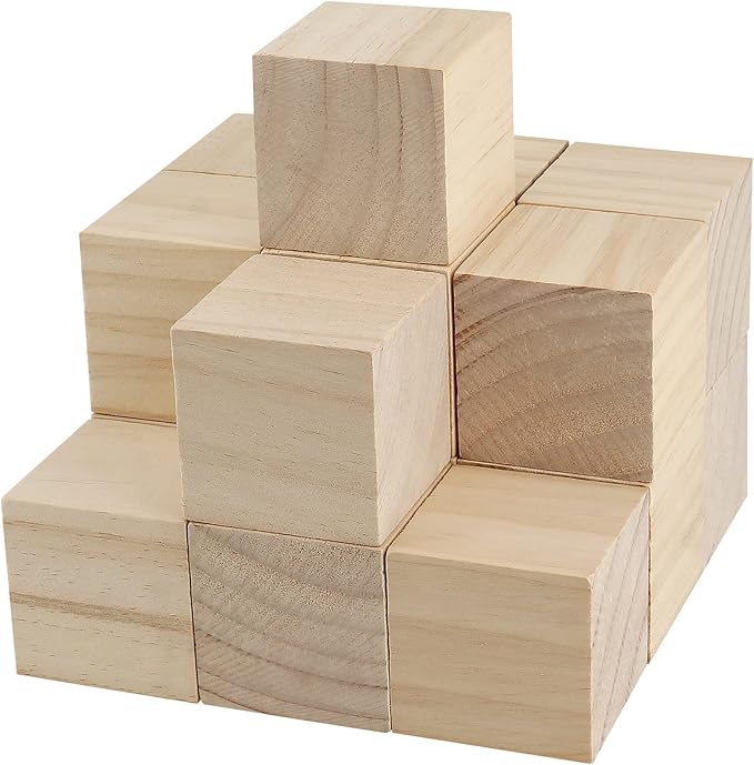 MANCHAP 45 Pack 2 Inch Square Wood Carving block, 5cm Carved Wood Cube, Natural Craft Wooden Unfinished Wood Block for DIY, Crafts, Home Decoration