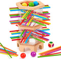 Montessori Wooden Board Game, 42 Colorful Sticks Dice Games for Kids 3 4 5 6 Years, Math Learning Toys Fine Motor Skills & Counting Educational Toy, Family Travel Game Birthday Gifts for Boys Girls