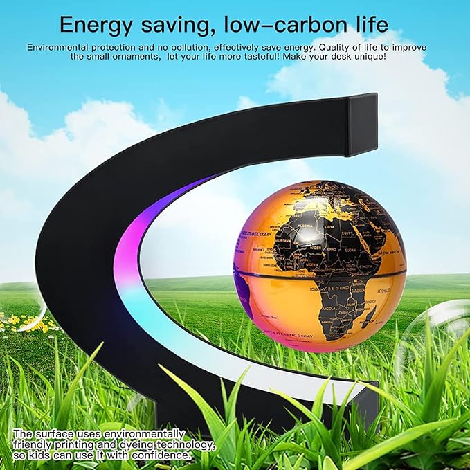 Magnetic Levitation Floating Globe with LED Light, Office Decor, Levitating Globes Desk Decor & Shade, for Men/Father/Husband/Boyfriend/Kids/Boss/Women, Globe for Desk, Xmas Gifts
