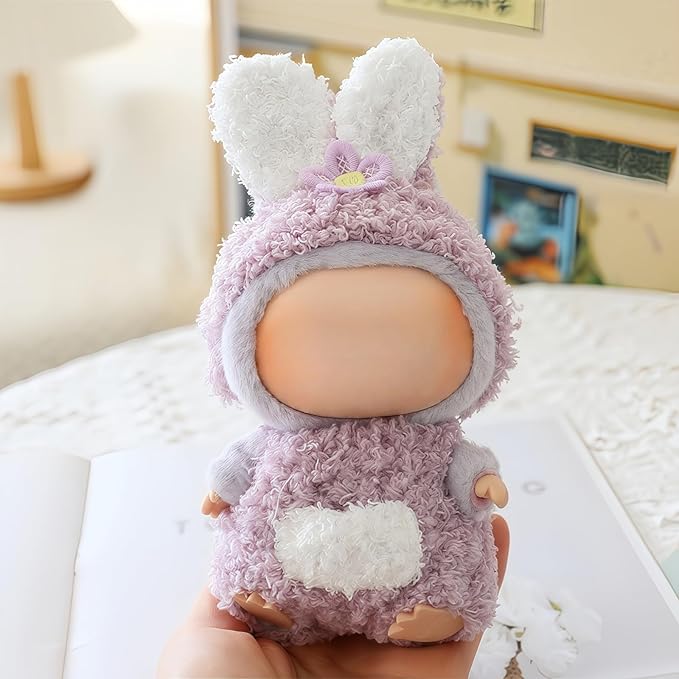 17cm Doll Clothes Set, Overalls Set for 6.7inch Doll Suit, Faking Animal Style Outfit Jumpsuit, Cute Fashion Dress Up Clothes Accessories for 1st/2nd/3rd Gen Dolls (Rabbit)