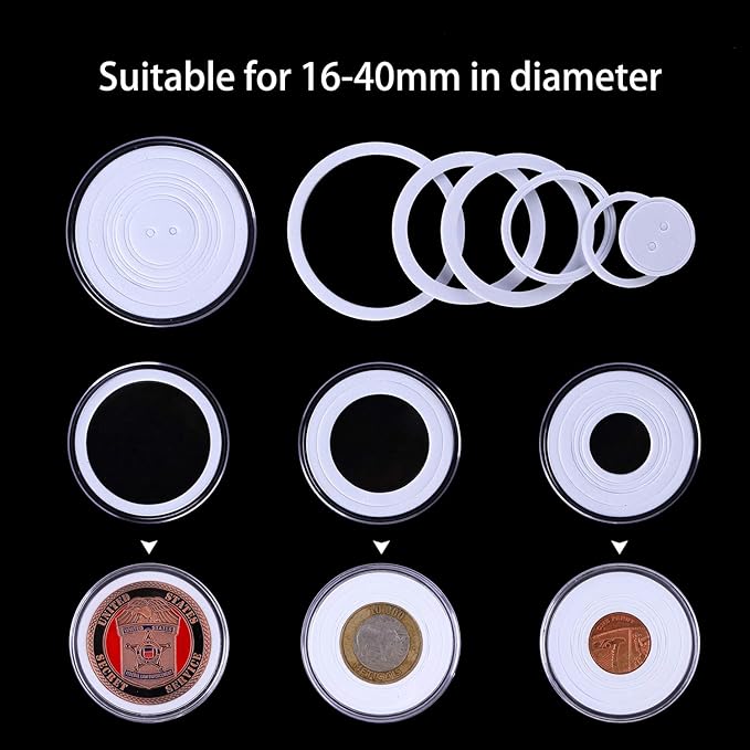 Coin Capsules and 5 Sizes Protect Gasket Coin Holder Case with Plastic Storage Organizer Box for Coin Collection Supplies (46mm)