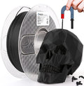 AMOLEN 3D Printer Filament, Metal PLA Filament 1.75mm with Magnetic, Contains 20% Metal Iron Powder, Apply to Polishing, Matte Black PLA 3D Printing Filament +/- 0.02mm, 1kg/2.2lbs