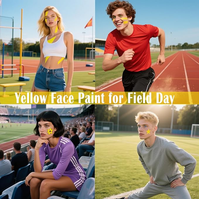 MEICOLY Yellow Face Body Paint Stick,Yellow Face Paint for Halloween Lion Tiger Cosplay Makeup,Professional SFX Makeup Face Painting for Adults and Kids,Waterproof Eye Black Stick
