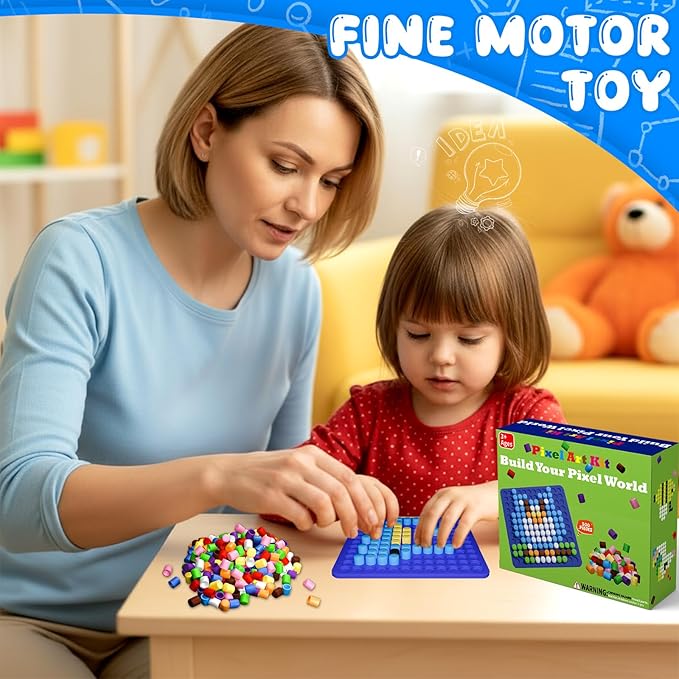 Bbiamsleep Pixel Art Kit, 500 Pcs 10 Colors Plastic Pixel Bricks Fine Motor Skills for Brain Teaser Manipulatives Sensory Bin Sorting Counting Training