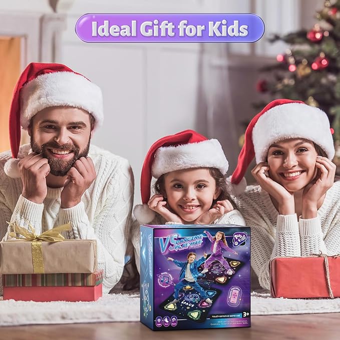 Dance Mat Toys for 3-12 Year Old Kids, Kids Dance Mat with Light-up 12-Button Bluetooth & 6 Modes, 2 Player Electronic Dance Pad Toys, Birthday Xmas Gifts for 3 4 5 6 7 8 9 10+ Year Old Girls Boys