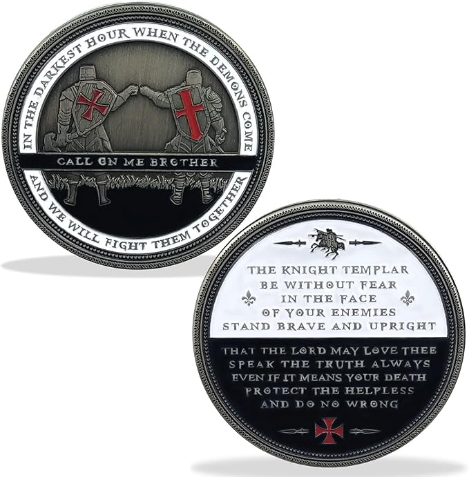 Armor of God Challenge Coin Knights Templar Oath Coin for Religious Collectible Gift (Single Coin)