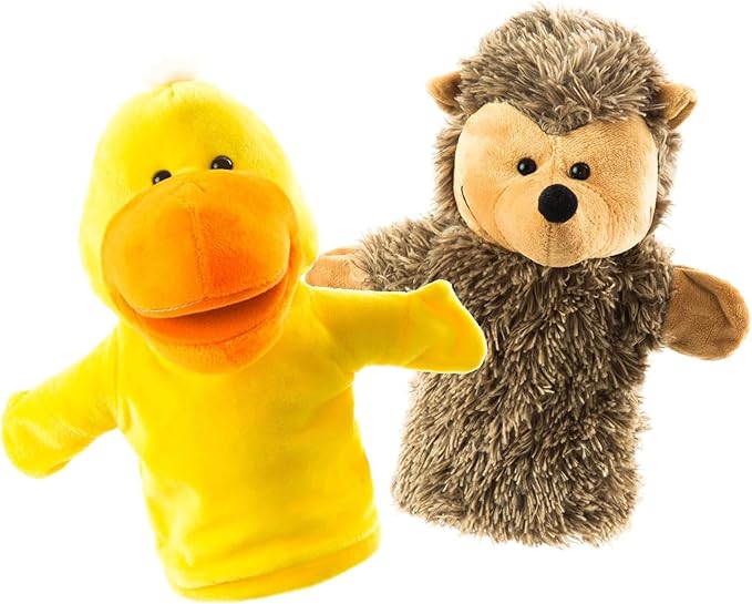 Animal Hand Puppets Set for Kids & Adults - 12.5" Premium Quality Soft Plush Toys with Movable Mouths - Perfect for Storytelling, Teaching, Preschool, Role-Play - Durable, Vibrant, Educational Puppets