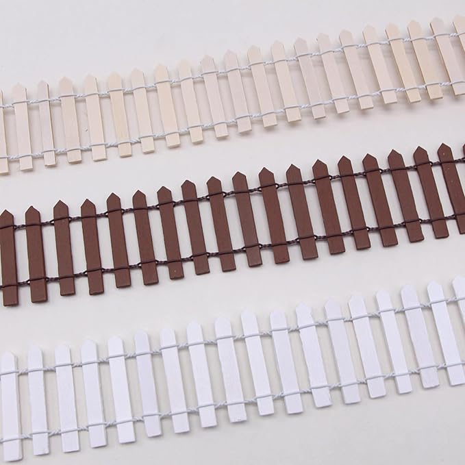 35 Inches Mini Fairy Garden Fence DIY Small Wood Decorative Picket Fence Micro Landscape Miniature Ornaments for Dollhouse, Crafts, Diorama Project, Plant Pot, Brown