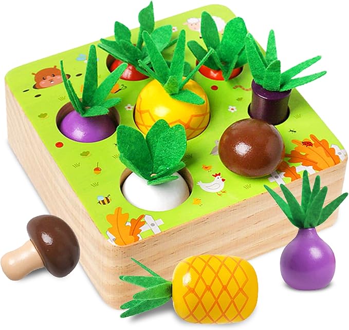 Wooden Montessori Learning Toys for 3+ Years Kids - Toddler Learning Toys with Shape Color Sorting Stacking Toys Wooden Puzzles Easter Basket Stuffers Gift for Toddler Boys Girls