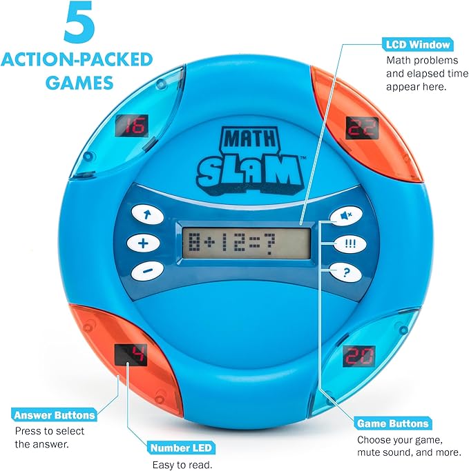 Educational Insights Math Slam - Interactive Math Games, Basic Algebra Game for Learning Addition and Subtraction, Handheld Kids' Electronics, Self Teaching STEM Learning Tools for Kids Ages 5+