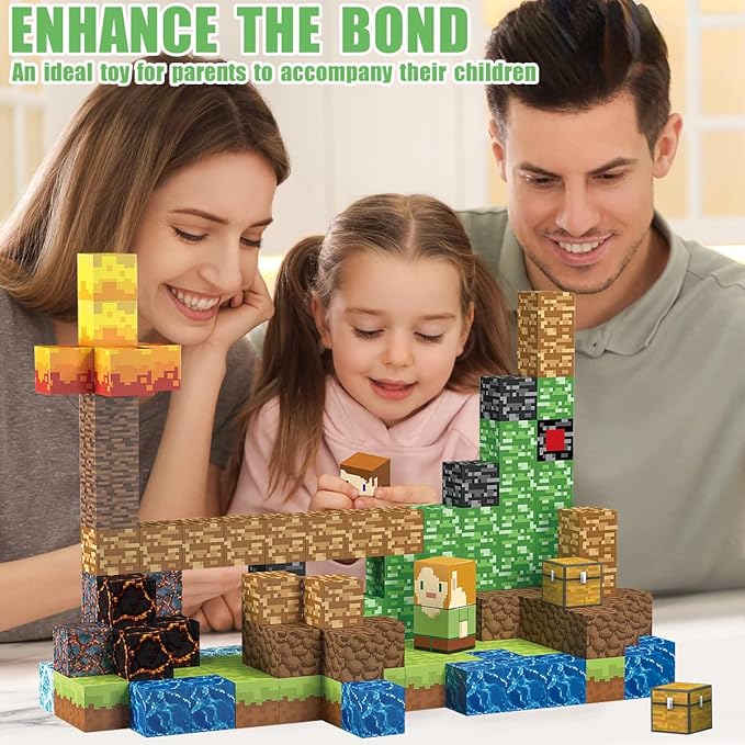160 PCS Magnetic Blocks Building Toys, Build 3D Magnetic Building Blocks Set for Kids Ages 3+, Magnet Blocks STEM Sensory Educational Christmas Birthday Gifts Construction Toys