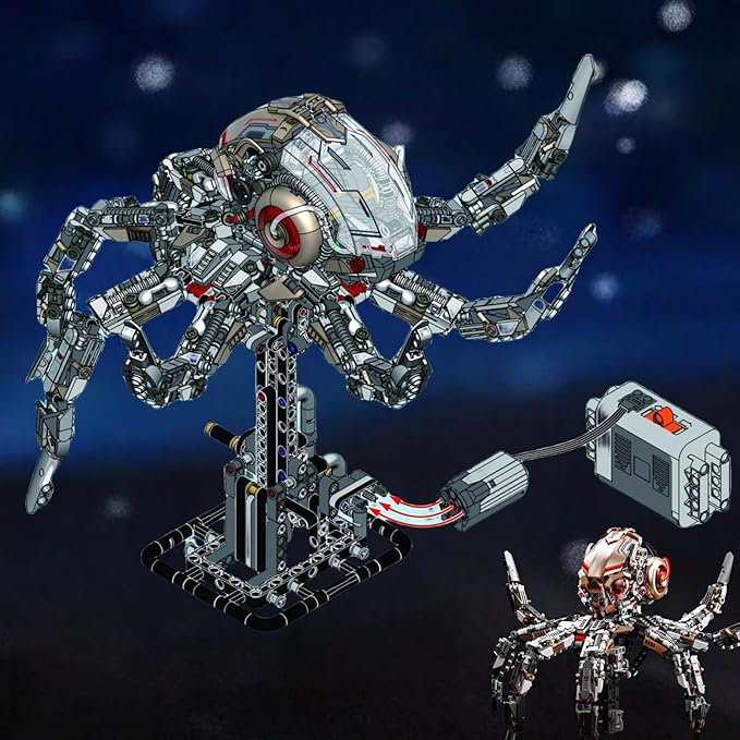 Mechanical Octopus Building Set for Adults with Motor Set - 1900 Pcs,Sea Animal Model Toy Compatible with Lego Octopus,Static and Dynamic Octopuses That Can Be Manually and Automatically Controlled