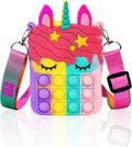 Civan Small Pop Purse,Unicorn Pop Purse for Girl Boy and Women Pop Bag with Unicorn Pop Toy,Shoulder Bag Fidget Toys Pop Fidget Backpack Toy for ADHD Anxiety School Backpack Silicone Bag Pop for Girls