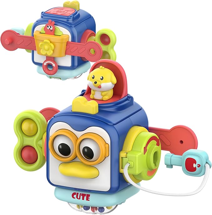 SOONYANG Montessori Toys for 1 Year Old, Activity Cube Toys for 1 Year Old Boy,Travel Sensory Toy for Toddlers 1-3, One Year Old Boy Birthday Gift, Learning Baby Toy 12-18 Months