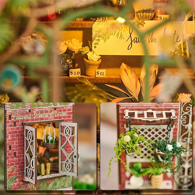 Book Nook Kit，DIY Miniature Dollhouse Kit for Adults and Teens，3D Wooden Tiny House for Family and Friends，Bookshelf Decor in Halloween/Christmas (DH-HYXZ-Red)