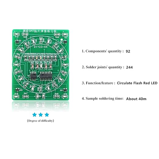 Soldering Practice Kit DIY Green PCB Circulate Flash Red LED SMD SMT Electronics Projects Soldering Kit Simple Welding Skills Learn Soldering Kit for Beginners (02G0402)