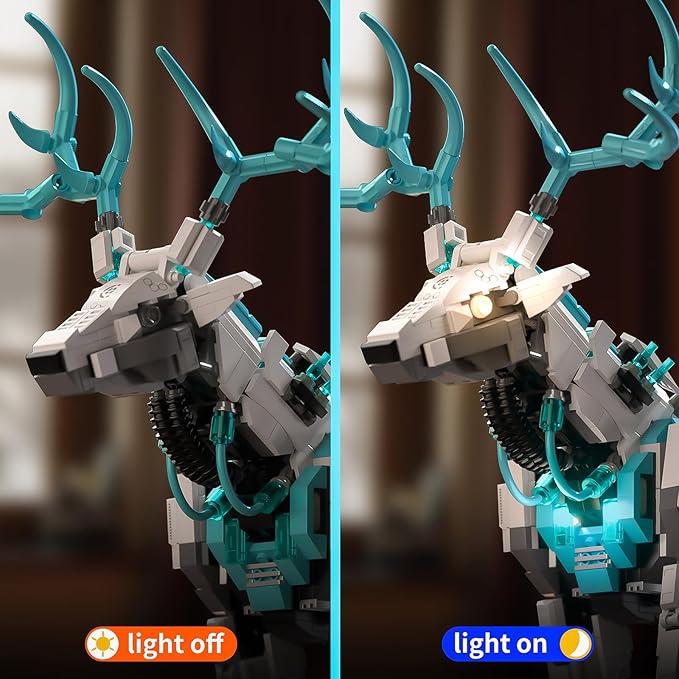 BNG Mechanical Deer Building Sets for Adult,Animal Collection Toy with Base for Home or Office Decor,Creative Building Gift for Teens Boys and Girls 8-14 (1566PCS)