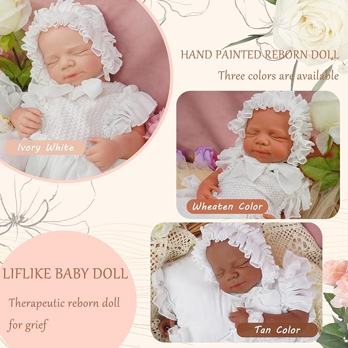 Full Silicone Reborn Baby Doll, 20 Inch Lifelike Newborn Girl, Reborn Baby Dolls Silicone Full Body Sleeping for Therapy & Memory Keepsake
