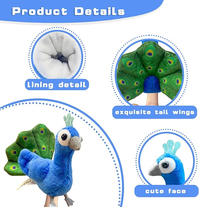 6pcs Bird Finger Puppets Set, Cute Animal Puppet for Role-Playing Mini Hand Puppets Suitable for Kids,Bird Animal Puppets for Storytelling, Realistic Finger Puppet for Toddlers