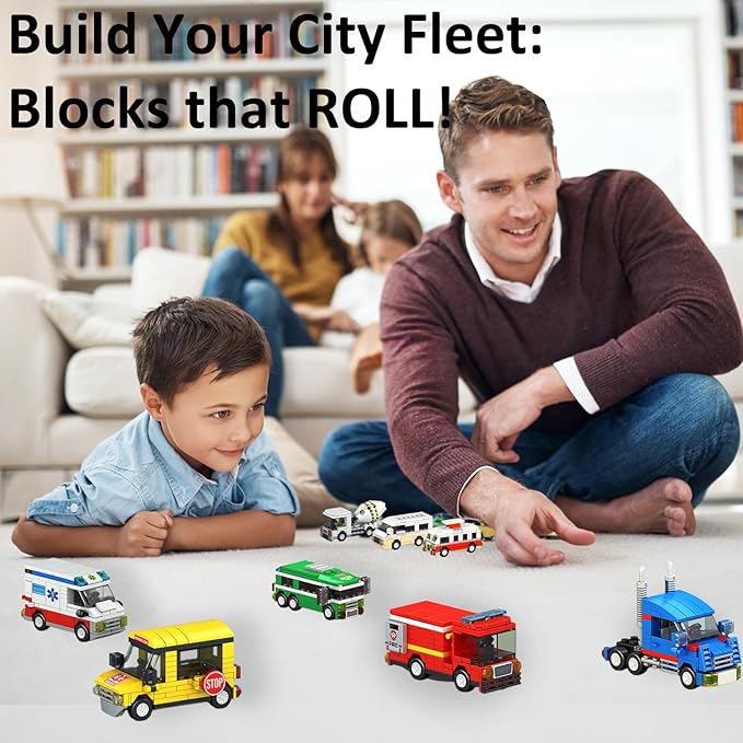 8‑Pack Vehicle Building Blocks, Party Favors for Kids, Individually Packaged Blind Boxes, Prizes for Kids Classroom, Perfect for Christmas Birthday Gifts for Boys