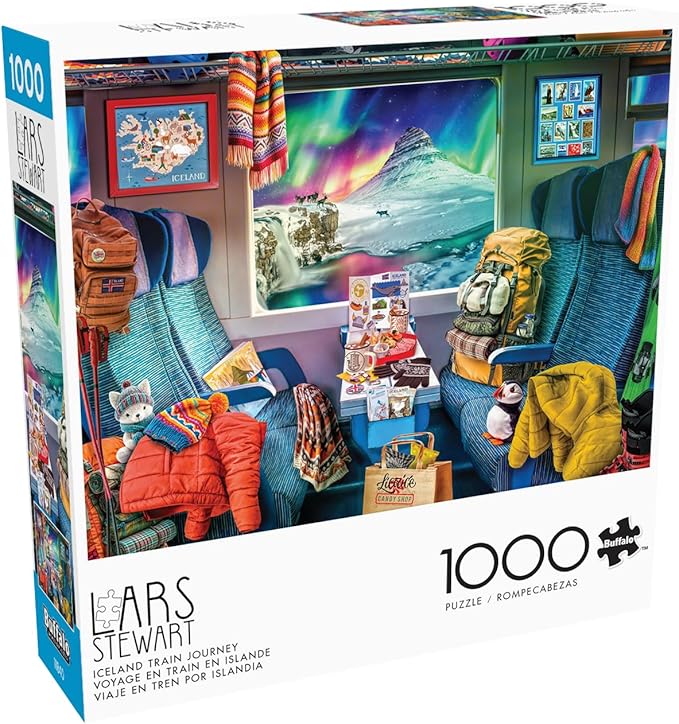 Buffalo Games Jigsaw Puzzles for Adults 1000 Pieces - Lars Stewart - Iceland Train Journey - Hard Adult Puzzle with Reference Poster, Fun, Unique & Challenging for All Abilities, Large 26.75 x 19.75