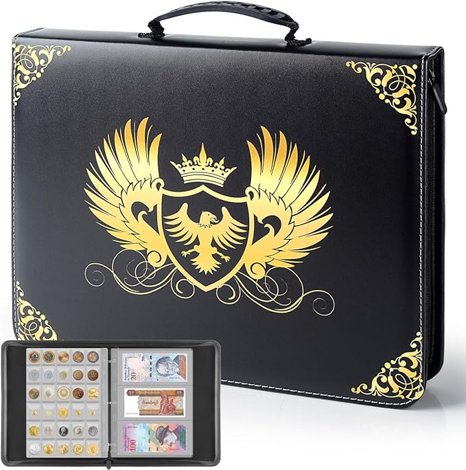 Coin Collection Book Holder for Collectors, Coin Storage Box Case Album Binder Sleeves for Money Currency Collection Supplies - [300 Coins Pockets+30 Bills Pockets]