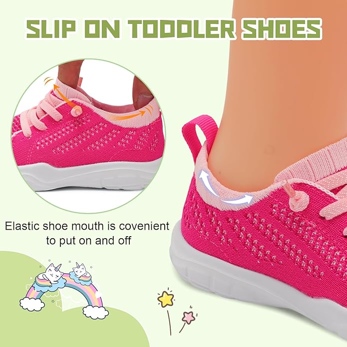JIASUQI Toddler Shoes for Boys Girls Slip on Sneakers Wide Toe Walking Shoes Toddler Sock Shoes