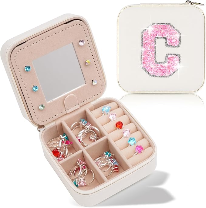 Jewelry Case - Fashion Jewelry Box | Customized Mother's Day Gift, Birthday Gift for Mom | Cream,C