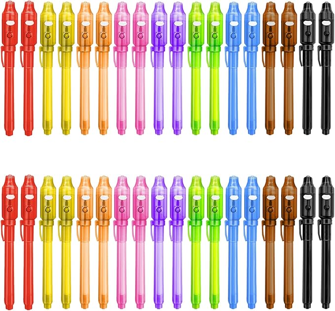 Invisible Ink Pen with UV Light, 36 Pcs Spy Pens, Party Favors for Kids 8-12 4-8, Classroom Prizes for Students, Magic Marker for Secret Messages, Party Birthday Halloween Goodies Christmas Stuffers