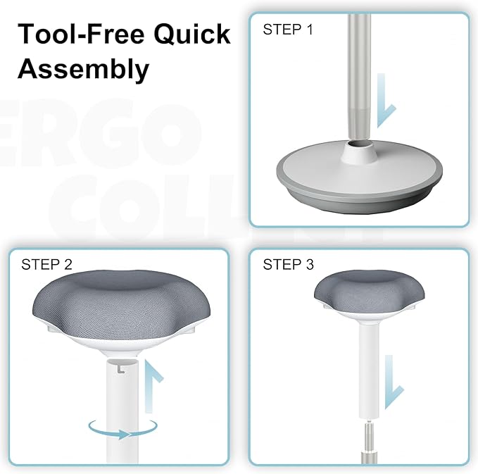 Standing Stool, Ergonomic Standing Desk Chair - Height Adjustable 22.6-32.5 Inch with Wobble Motion and Non-Slip Base, Swivel Rocking Stool for Office, Classroom, Home Use
