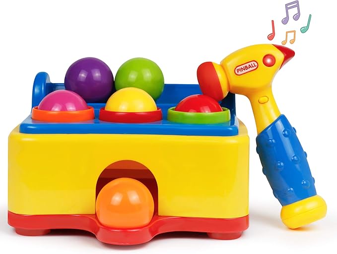 Bambiya Ball Popper Game with Hammer Toy –Baby Toy with Fun Lights and Sound Effects – Hours of Fun and Skills Development with This Baby Ball Toy for Kids 3+ Year Old