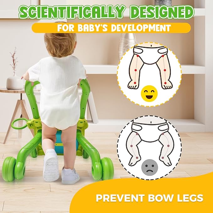 Baby Walker Toys,Push Walker for Boys & Girls Learning to Walk,Sit to Stand Early Educational Toys,Activity Center for Infant,Christmas Birthday Gift for Toddler 6-18 Months,Green