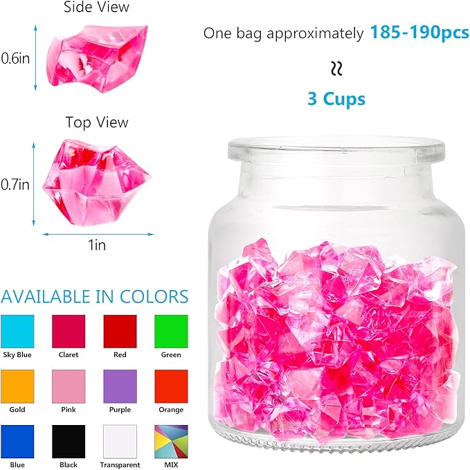 TeeLiy 150 PCS Acrylic Clear Crushed Ice Rock Crystals Treasure Gem Plastic Fake Ice for Vase Fillers Decoration, Table Scatters, Event, Wedding, Arts & Crafts, Home Birthday Decoration