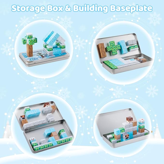 Mini Magnetic Blocks, Travel Magnet Building Toys for Kids, 45 PCS Magnetic Block Toys with Iron Box, Educational STEM Toys for Boy Girl Age 3 4 5 6 7 8 Years Old