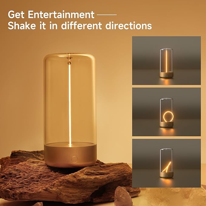 AUGE LIGHT Mini Minimalist Table Lamp Cordless Desk Lamp Rechargeable Modern Night Lights Portable Nightstand Lamps Unique Ambient Light Mood Lighting for Bedroom, Beside, Nursery Desk Decor (Golden)