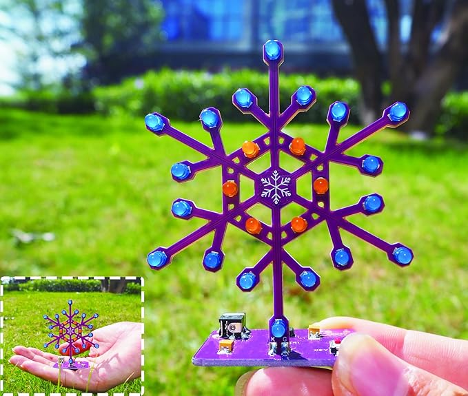 Soldering Practice Kit Snowflake Shaped LED Project Kit for School and Home Teaching Learning Electronic, Ideal Gift for Family and Friends, 2-Pack, 2-pack Snowflake Kit
