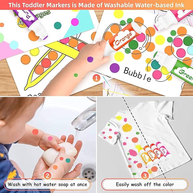 Dot Markers for Toddlers Kids Preschool, Bingo Daubers Washable Art Markers 8 Colors, Toddlers Arts and Crafts Supplies, Kids Painting Drawing Coloring Supplies, Dot Paint Craft Kit Preschool Learning
